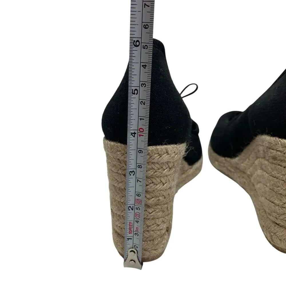 J Crew Wedge Heels Womens 11 Black Seville Espadrille Coastal Resort Spain BT393